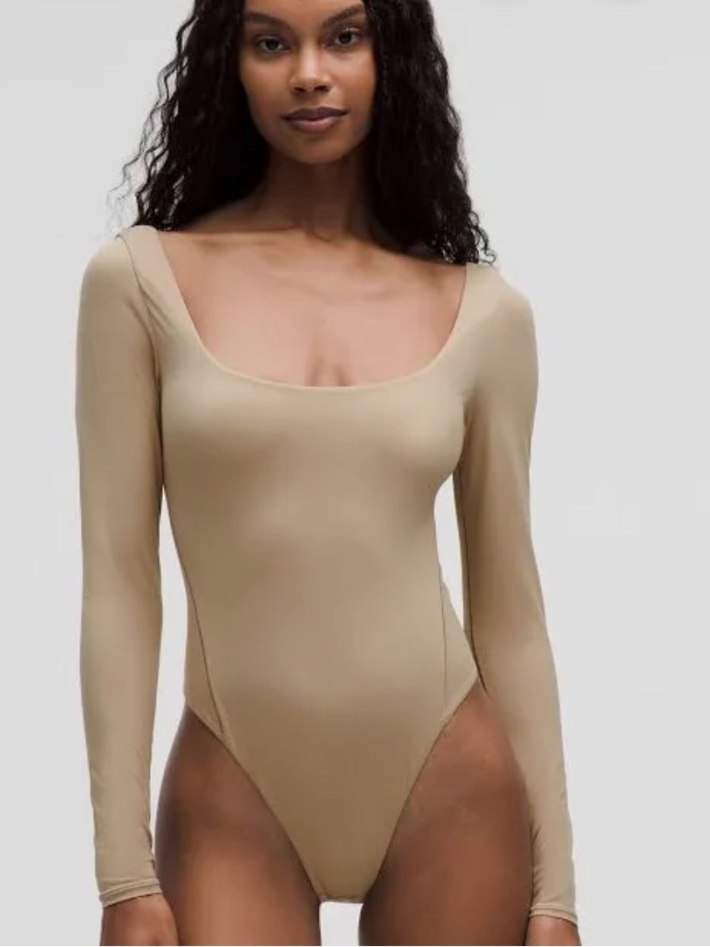 lululemon Wundermost Ultra-Soft Nulu Square-Neck Bodysuit — Beige